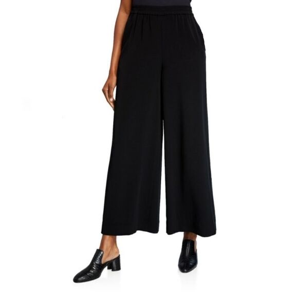 My Beloved Black Silky Wide Leg High Waist Pants New - Picture 1 of 6